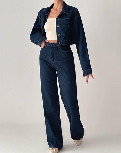 Wide Leg Rinse Jeans Navy