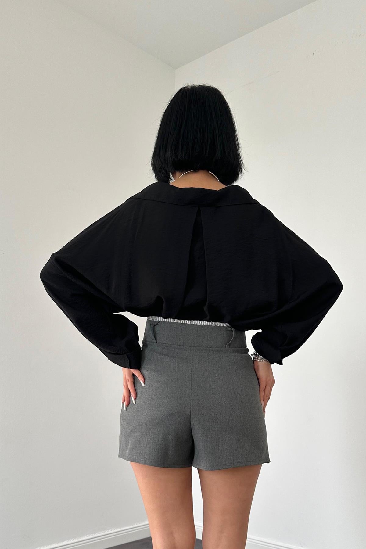 Elastic Waist Short Skirt Grey