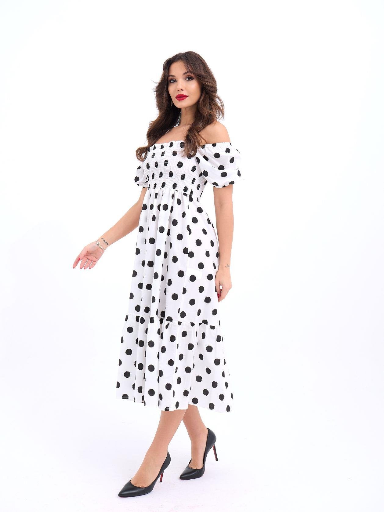 Polka Dot Dress White & Black