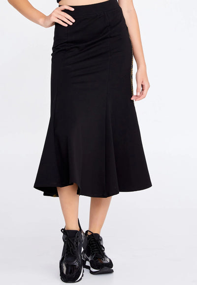 Midi Printed Regular Skirt Black