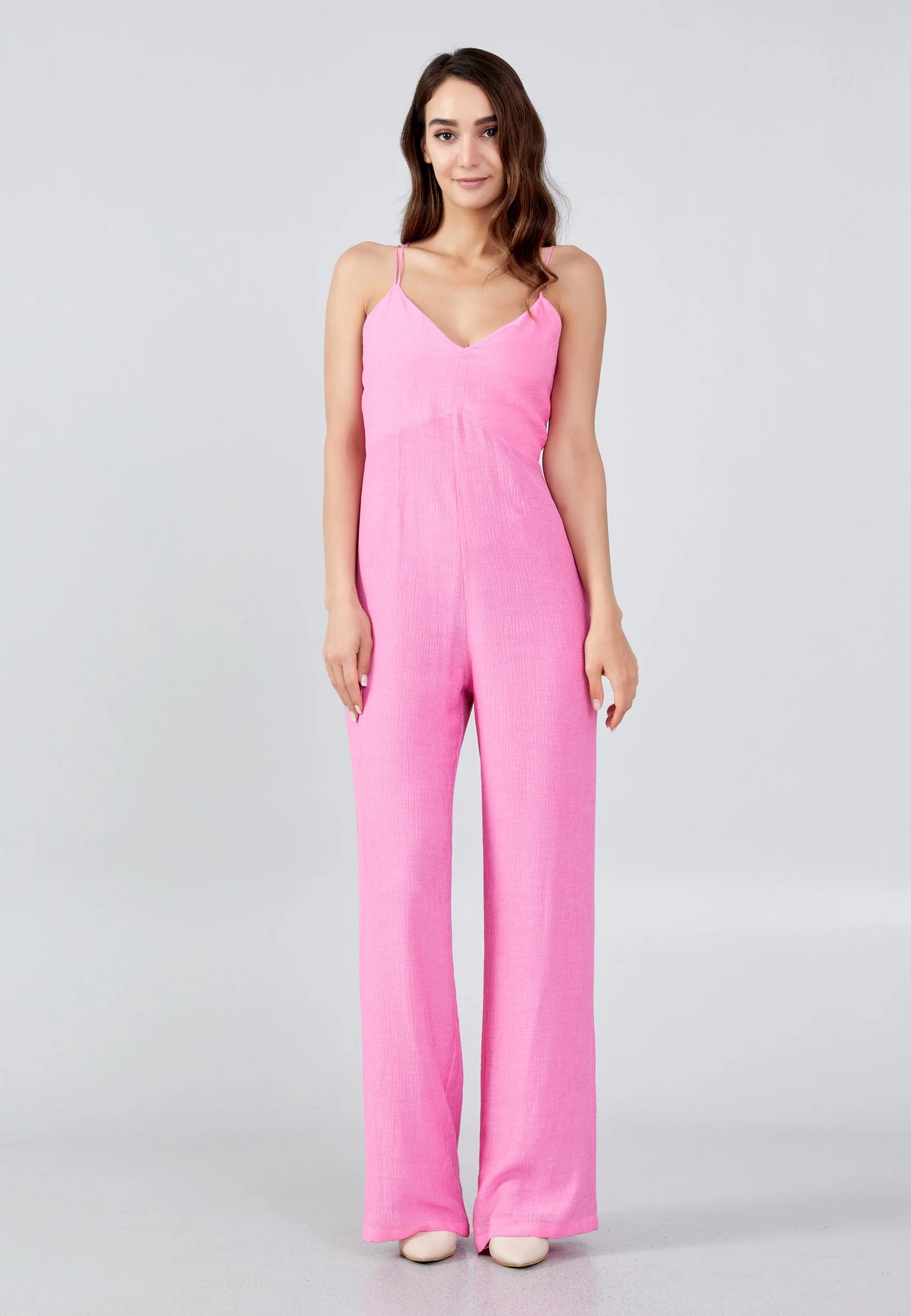 Sleeveless Solid Color Regular Fit Regular Casual Jumpsuit Pink