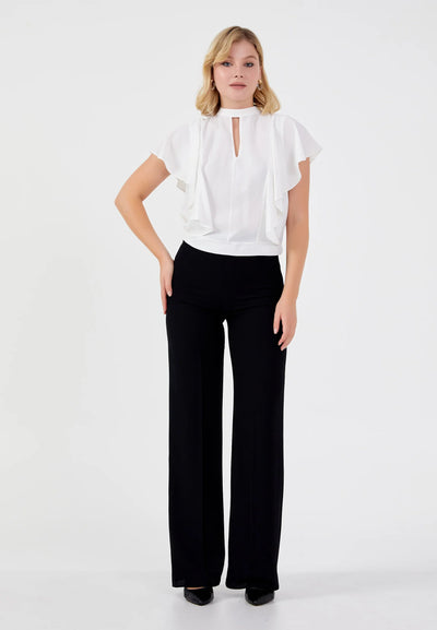 Short Sleeve Solid Color Regular Blouse White