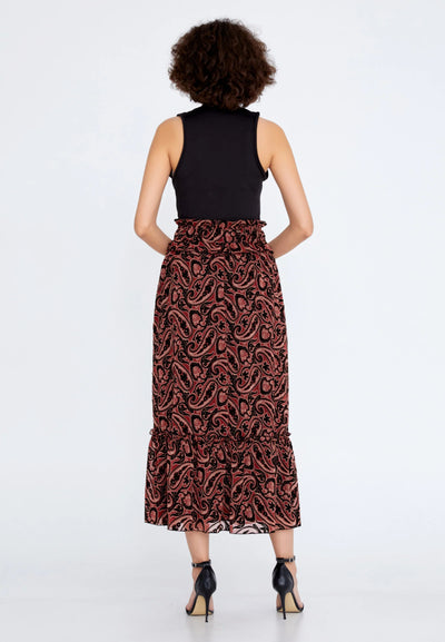 Midi Floral Regular Skirt Burgundy