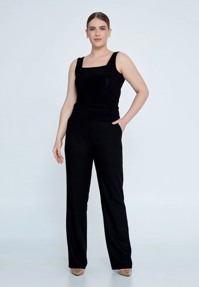 Sleeveless Solid Color Plus Size Blouse Black