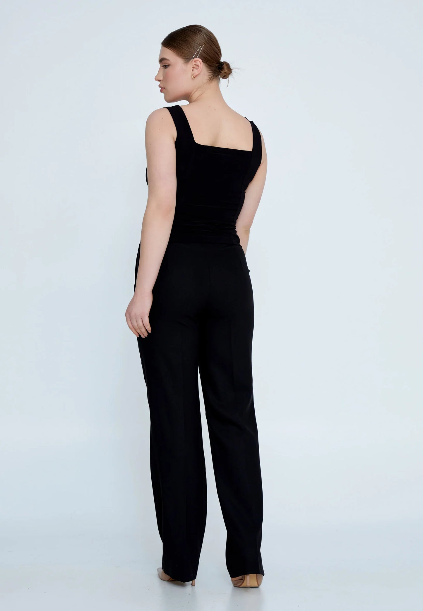 Sleeveless Solid Color Plus Size Blouse Black