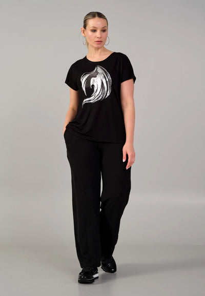 Short Sleeve Printed Plus Size T-shirt Black