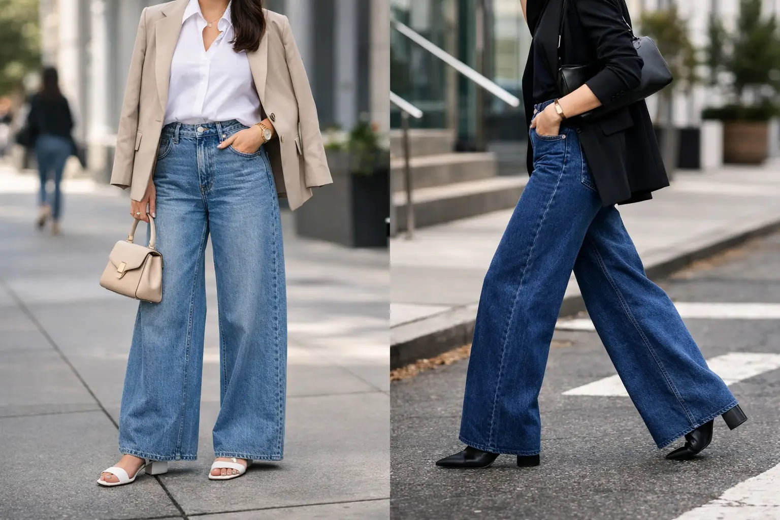 How to Style Wide Leg Jeans Right Now