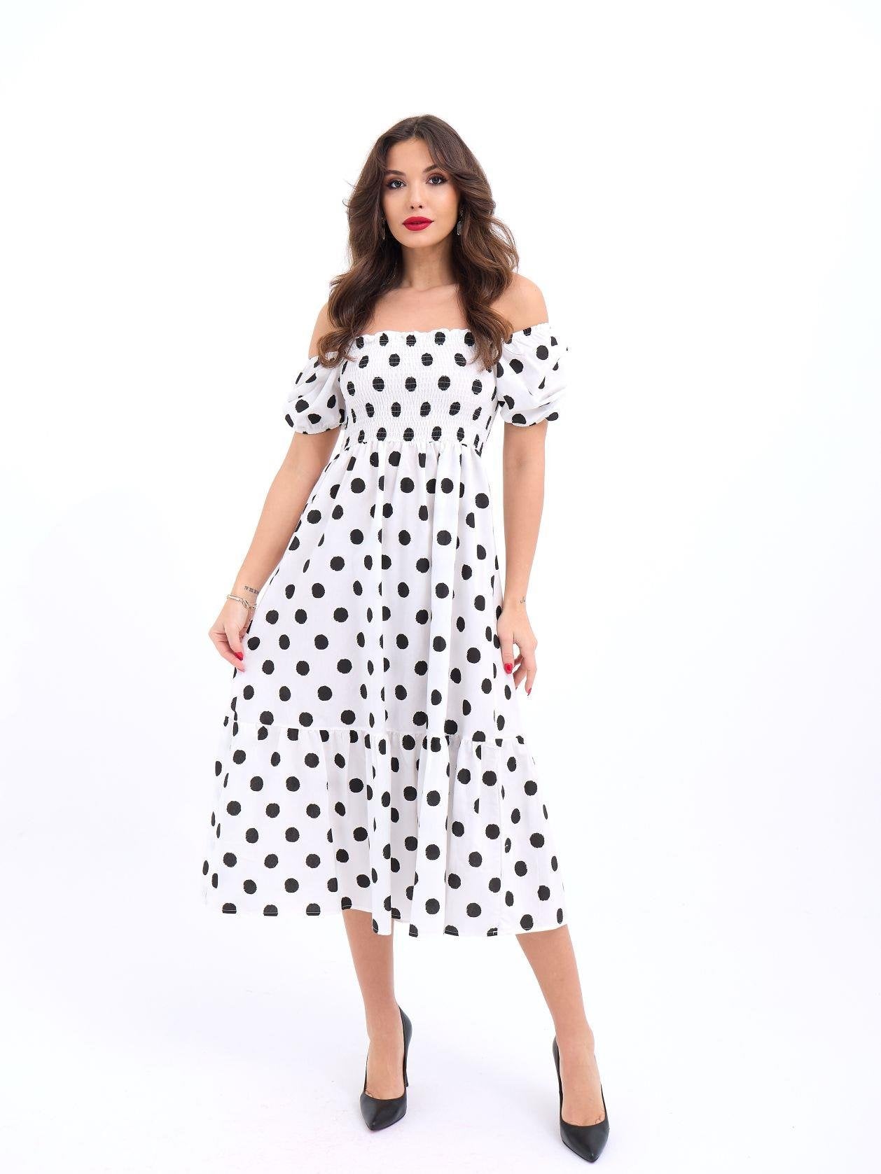 Polka Dot Dress White & Black