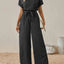 Short Sleeve Black Polka Dot Casual Elegant Jumpsuit