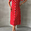 Short Sleeve Polka Dot Print Dress Red