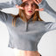 Zippered Crop Top With Ankle Detail Grey