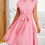 Sleeveless Belted Waist Polka Dot Sandy Dress Pink