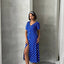 Short Sleeve Polka Dot Print Dress Blue