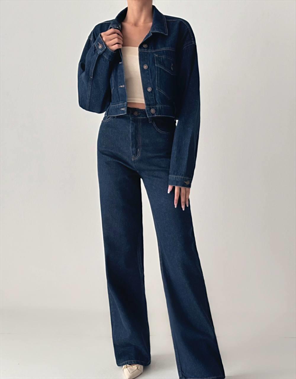 Wide Leg Rinse Jeans Navy