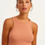 Ribbed Halter Neck Knitted Tank Tops Pink