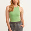 Ribbed Halter Neck Knitted Tank Tops Green