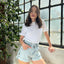 Denim Summer Shorts Buttoned Blue
