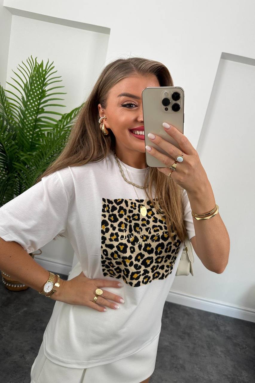 Leopard Patterned Tshirt White