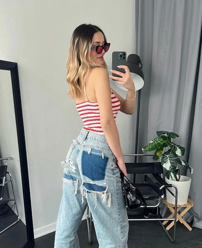 Strappy Crop Tops Red, White