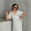 Short Sleeve Polka Dot Print Dress White
