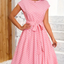 Sleeveless Belted Waist Polka Dot Sandy Dress Pink