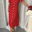 Short Sleeve Polka Dot Print Dress Red