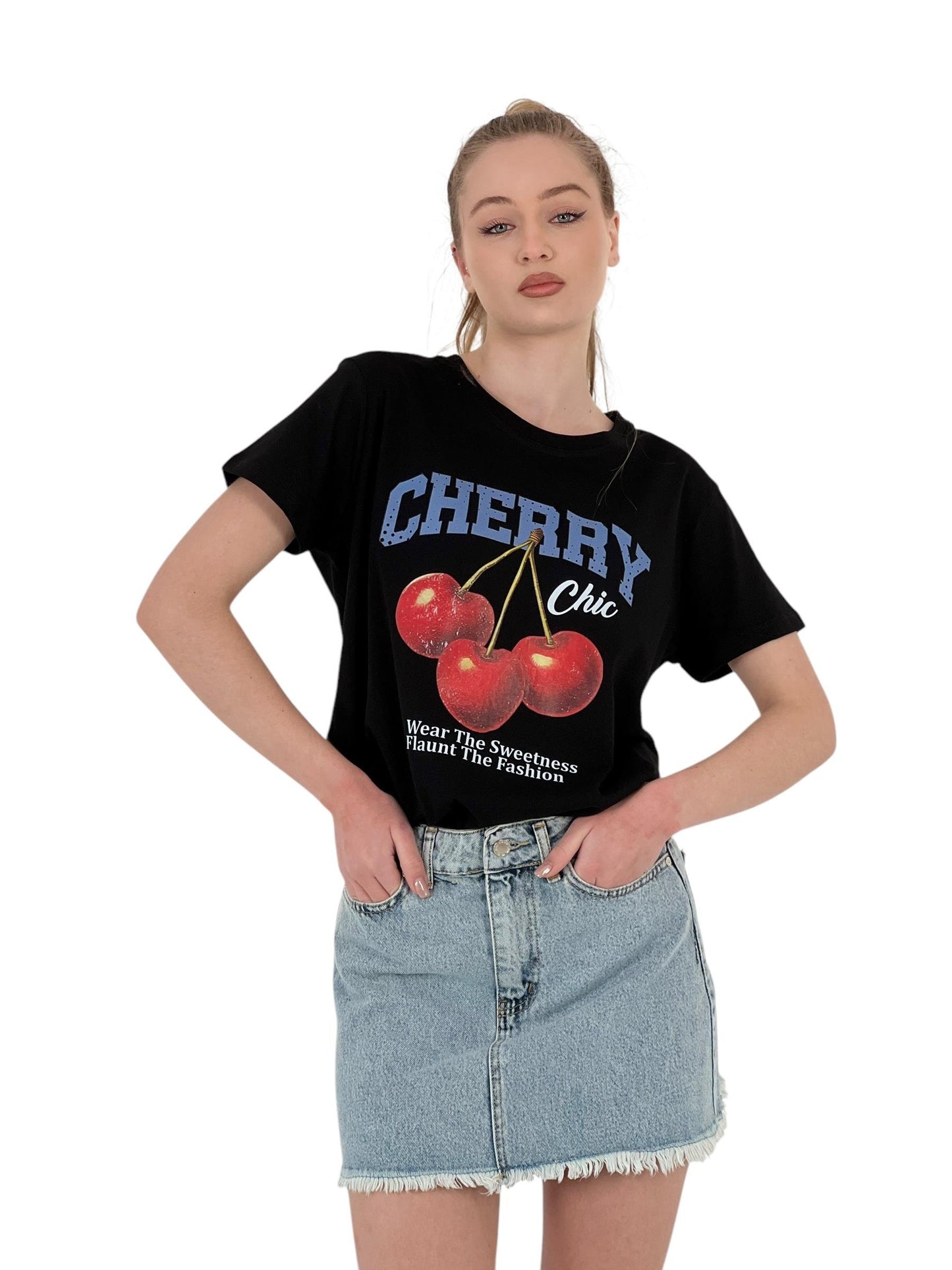 Chic Printed Oversized Tshirt Black