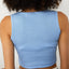 Baby Blue Snap Ribbed Crop Tops Blue