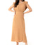 Short Sleeve Slip Detailed Midi Dress Beige