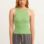 Ribbed Halter Neck Knitted Tank Tops Green