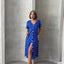 Short Sleeve Polka Dot Print Dress Blue