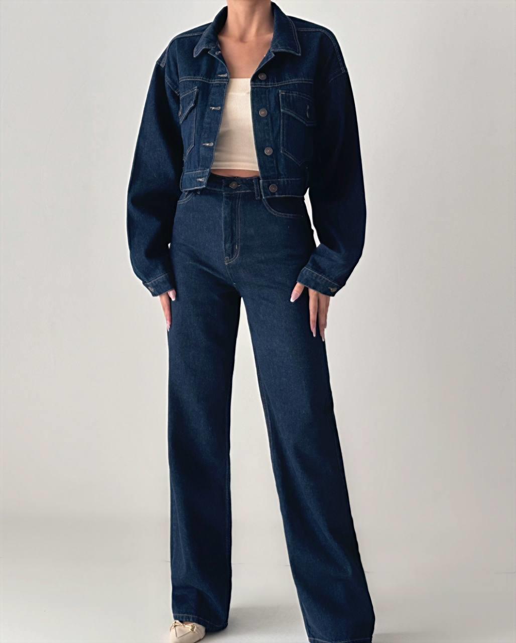 Wide Leg Rinse Jeans Navy