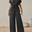 Short Sleeve Black Polka Dot Casual Elegant Jumpsuit