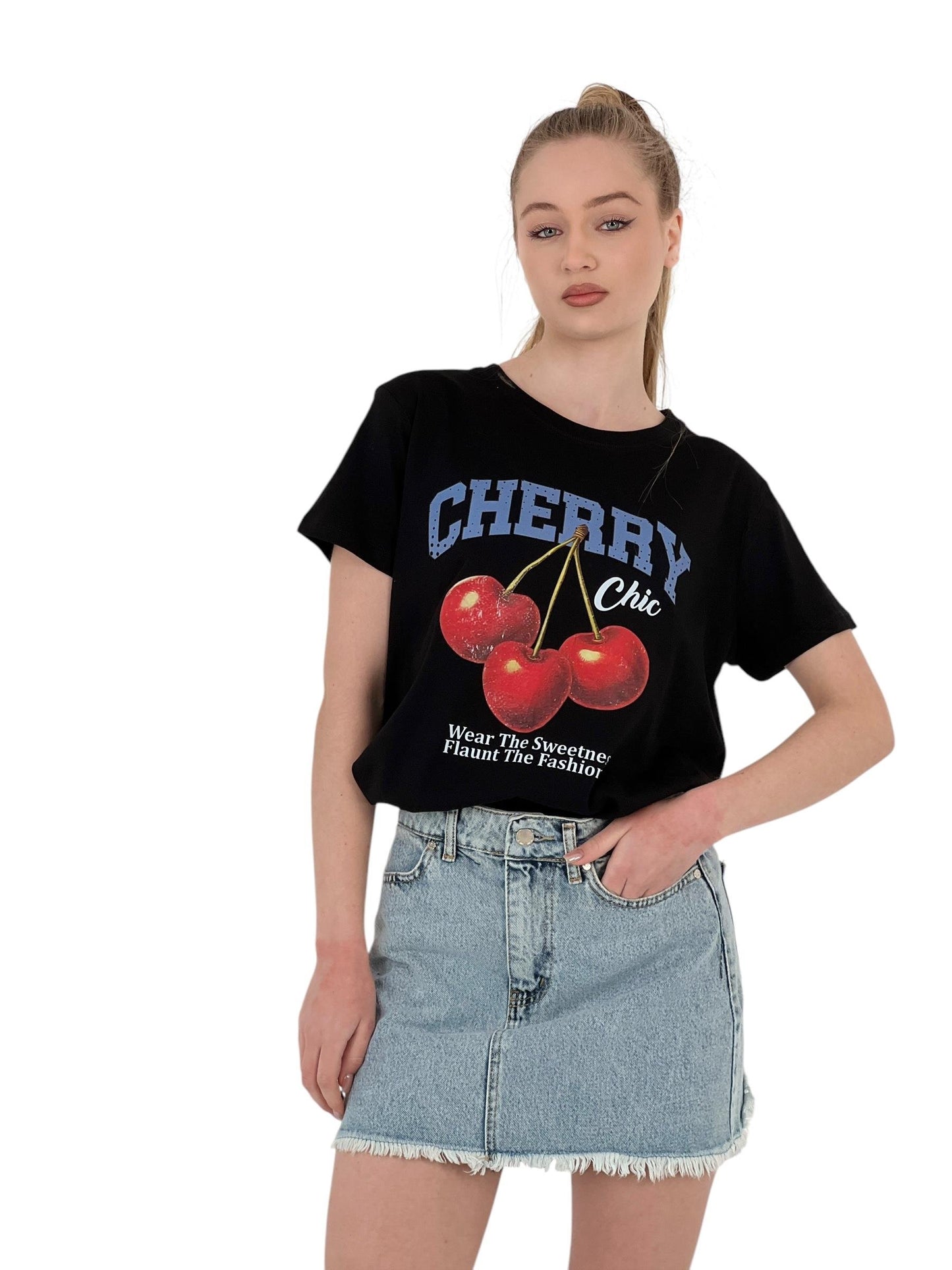 Chic Printed Oversized Tshirt Black