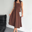 Sleeveless Strappy Bow Detailed Flared Dress Brown