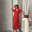 Short Sleeve Polka Dot Print Dress Red