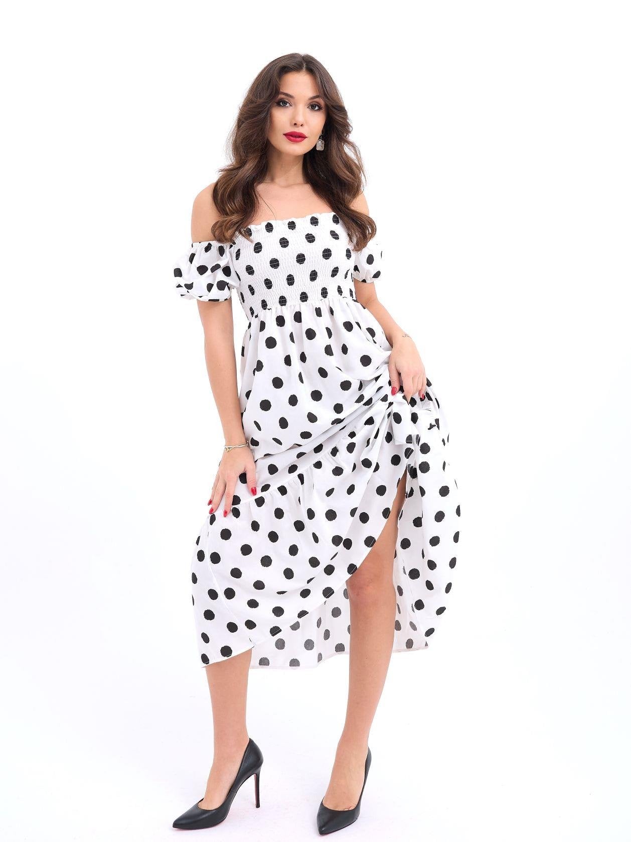 Polka Dot Dress White & Black