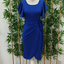 Ruffle Sleeve Knee Length Cross Cut Detailed Crepe Dress Blue