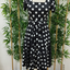 Short Sleeve Polka Dot Midi Dress Black