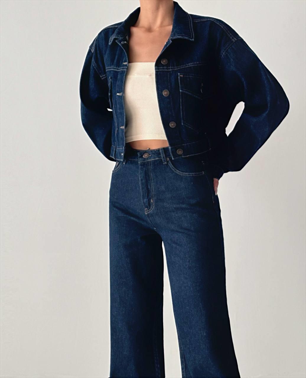 Wide Leg Rinse Jeans Navy