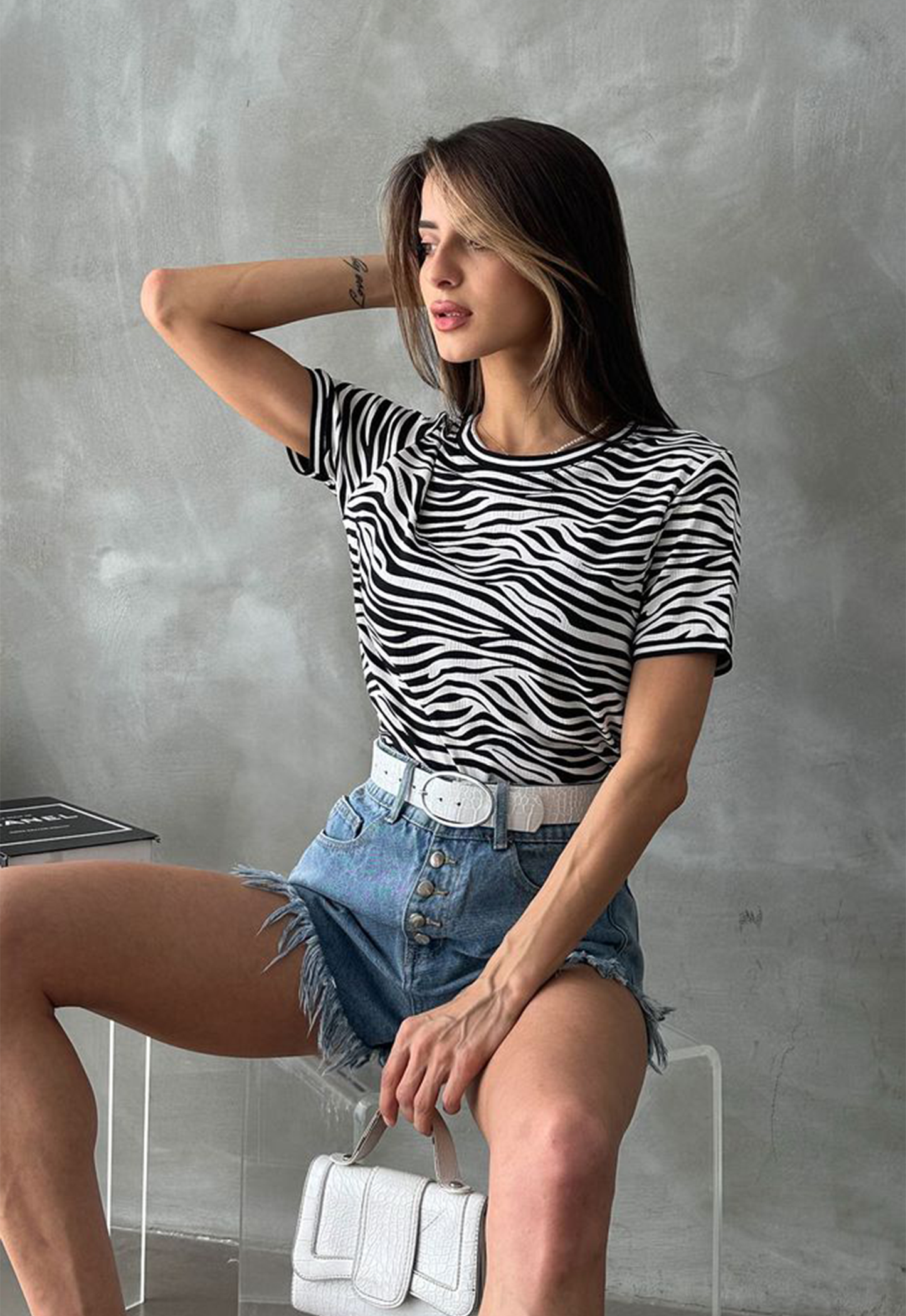 Zebra Printed Tshirt Black & White