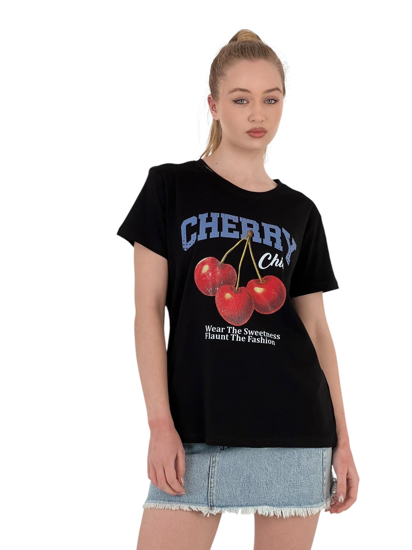 Chic Printed Oversized Tshirt Black