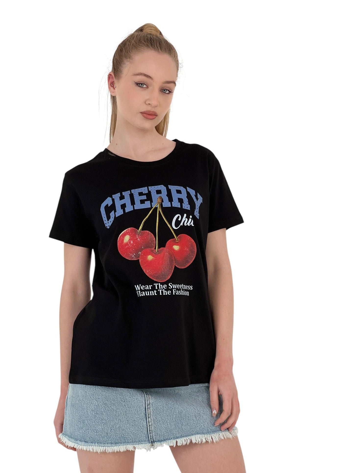 Chic Printed Oversized Tshirt Black