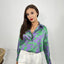 Long Sleeve Satin Shirt Oversized Purple and Green
