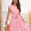 Sleeveless Belted Waist Polka Dot Sandy Dress Pink
