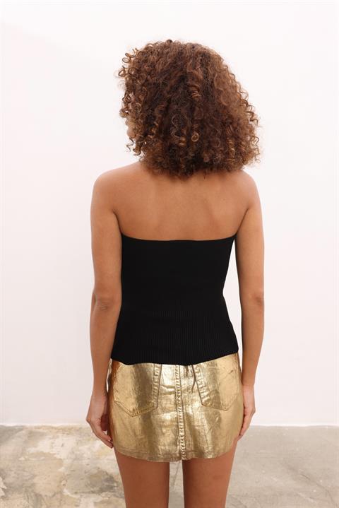 Sleeveless Tube Tops With Gathered Detail Black