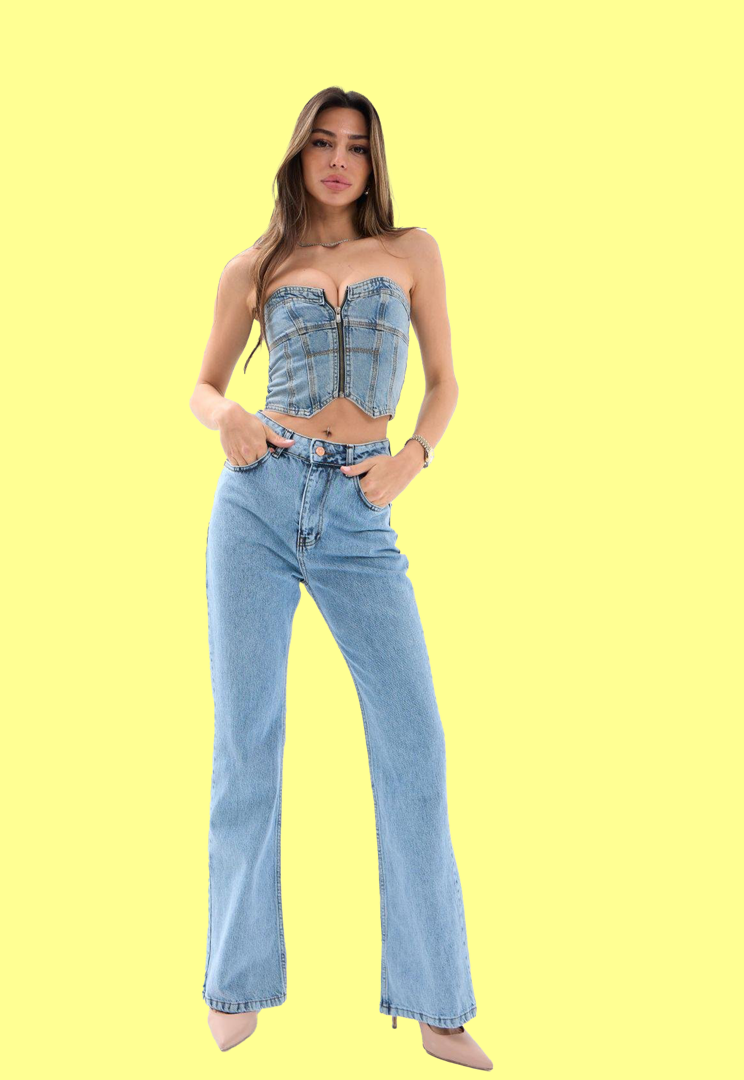 Tall Flare Denim Jeans Light Blue