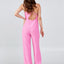 Sleeveless Solid Color Regular Fit Regular Casual Jumpsuit Pink