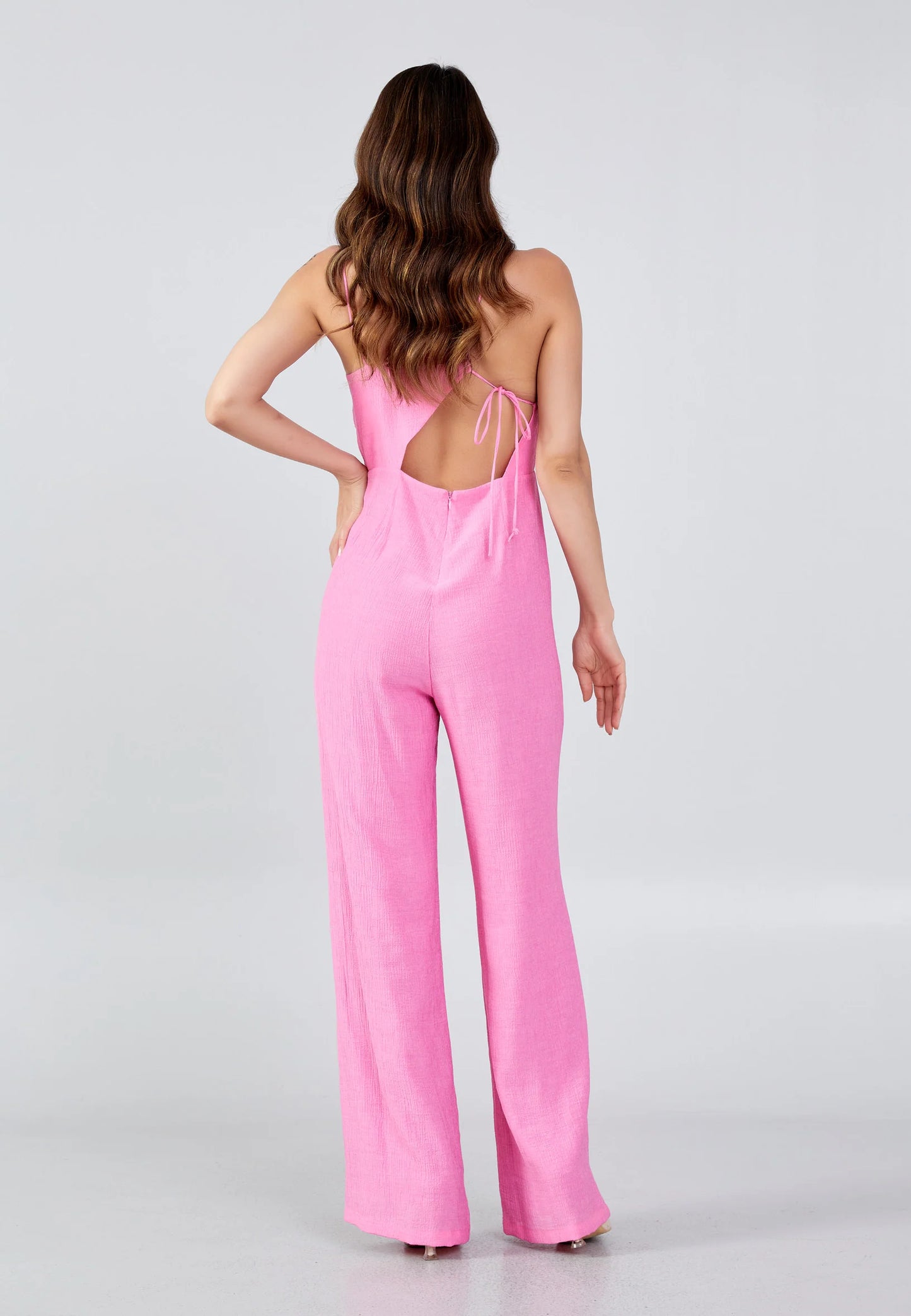 Sleeveless Solid Color Regular Fit Regular Casual Jumpsuit Pink