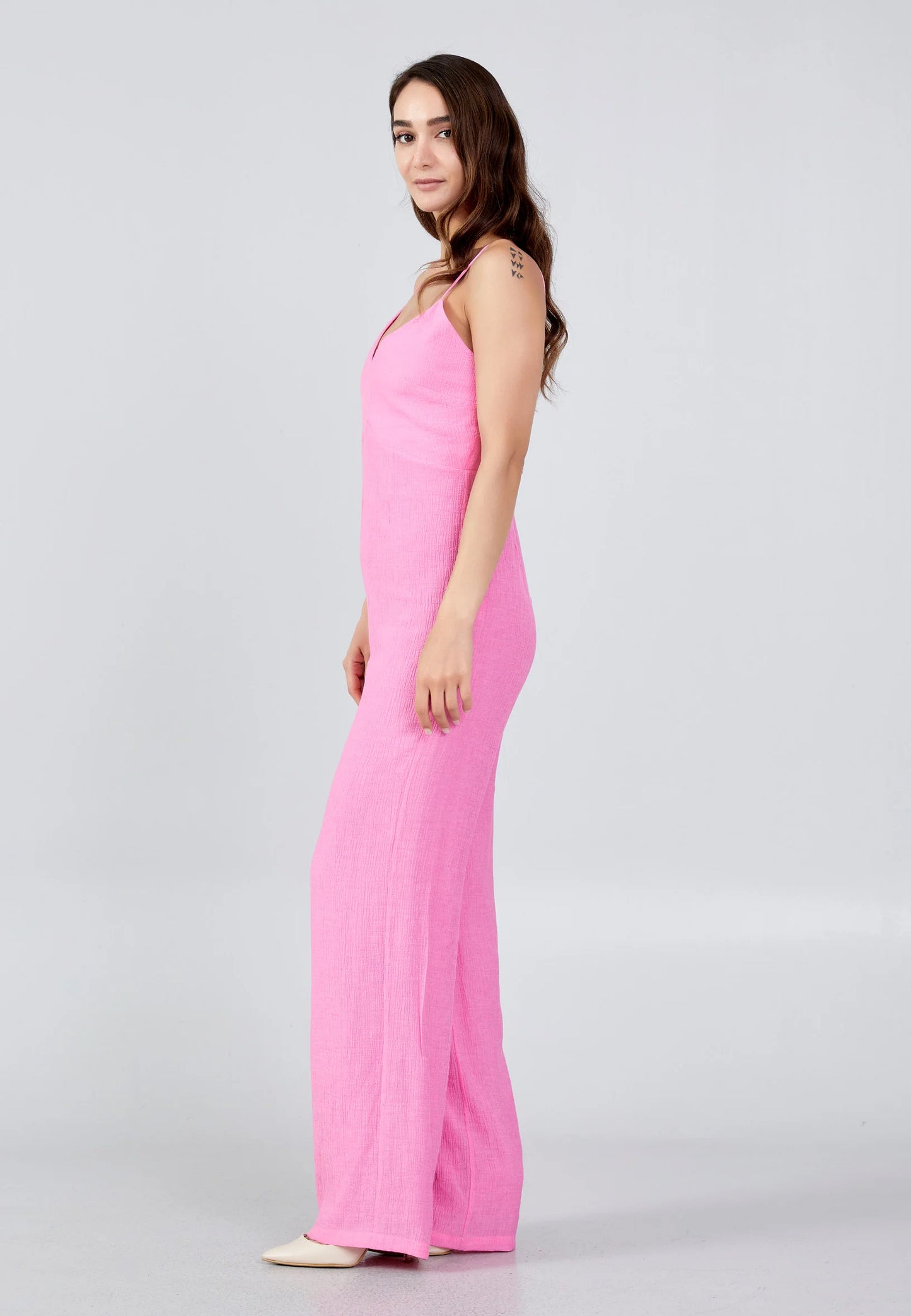 Sleeveless Solid Color Regular Fit Regular Casual Jumpsuit Pink